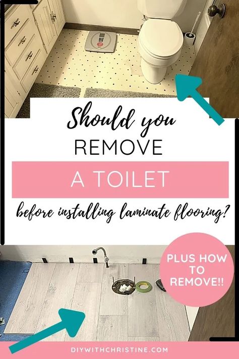 How To Install Toilet, How To Remove Laminate Flooring, How To Remove A Toilet, How To Remove Tile Flooring, How To Install A Toilet, Laminate Floor Bathroom, Bathroom Laminate Flooring Ideas, Laminate Wood Flooring Bathroom, How To Remove Tile Floor