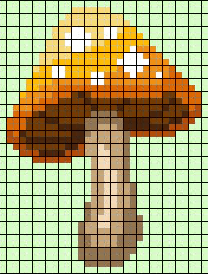 Alpha pattern #112895 | BraceletBook Alpha Patterns Crochet Mushroom, Crochet Mushroom Tapestry Pattern Free, Pixel Art Pattern Mushroom, Mushroom Grid Pattern, Pixel Art Pattern Flowers, Alpha Pattern Wall Hanging, Cute Crochet Tapestry, Mushroom Alpha Pattern, Crochet Grid Patterns Charts