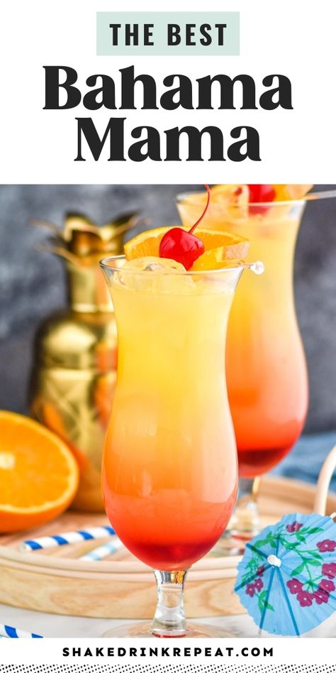 Bahamas Mama Drink Recipe, Margaritas, Fruity Sweet Alcoholic Drinks, Fruity Drink Recipes Alcohol, How To Make A Bahama Mama Drink, Fruity Mix Drinks, Bahamas Mama Drink, Tropical Rum Drinks, Sweet Liquor Drinks