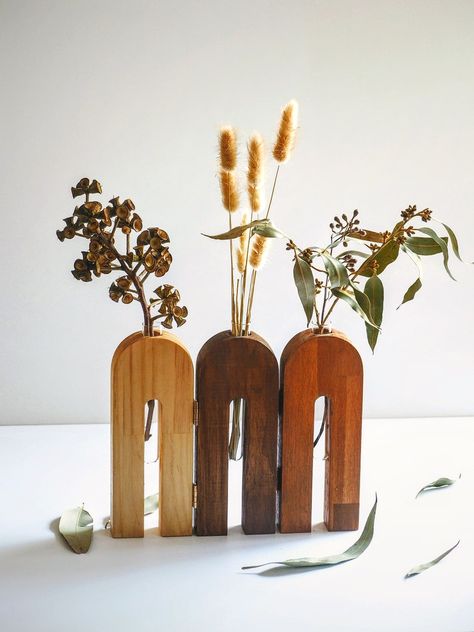 Wooden Vases, Eclectic Home Decor, Test Tubes, Handmade Vase, Branch Decor, Dry Flowers, Wooden Vase, Wood Vase, Wall Vase