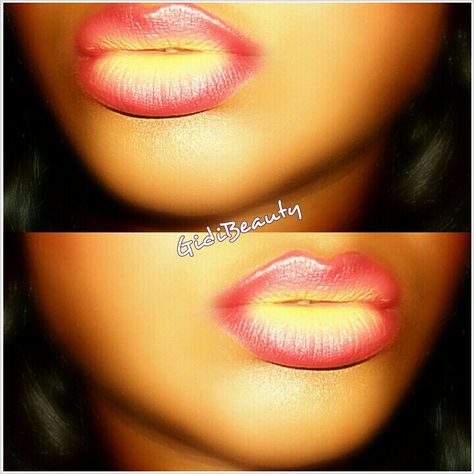 Ombre lips Lip Colours, Lip Art, Ombre Lipstick, Beautiful Lip Color, Yellow Ombre, Ombre Lips, Eye Makeup Pictures, Beautiful Lips, Flawless Skin