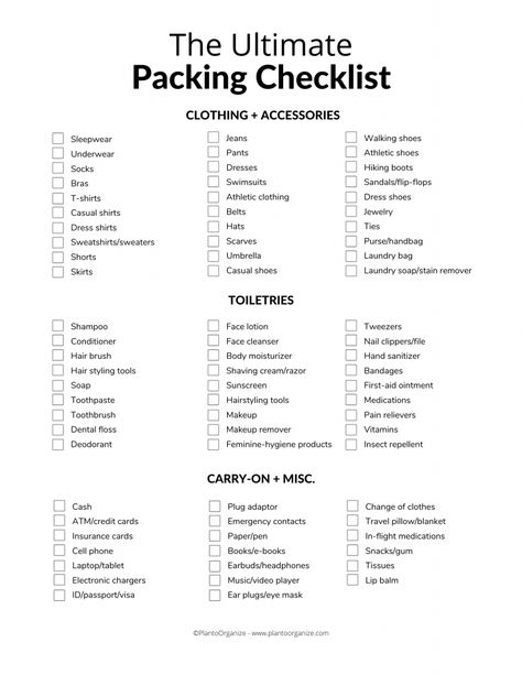 Packing List For Out Of The Country, Packing List For 2 Day Trip, Out Of Town Packing List, Overnight Checklist Packing Lists, Vacation Packing List 2 Week, Vacation Packing List 3 Days, Packing List 6 Days, List Of What To Pack For Vacation, Packing List For Vacation 3 Weeks