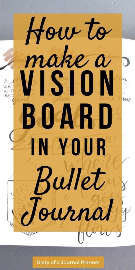 How to make a vision board in your bullet journal #bujo #bujojunkies #bujolove #bujoinspire #bujocommunity #bulletjournal #bulletjournaling #bulletjournaljunkies #bulletjournalideas #bulletjournalcollection #bulletjournalinspiration #planner #planneraddict #plannerlove #plannerpages How To Create A Gyst Binder, Organisation, Vision Board Book Ideas, Journal Ideas For Adults, Journal Sections, Bullet Journal Vision Board, Everything Journal, Journal Vision Board, Vision Journal
