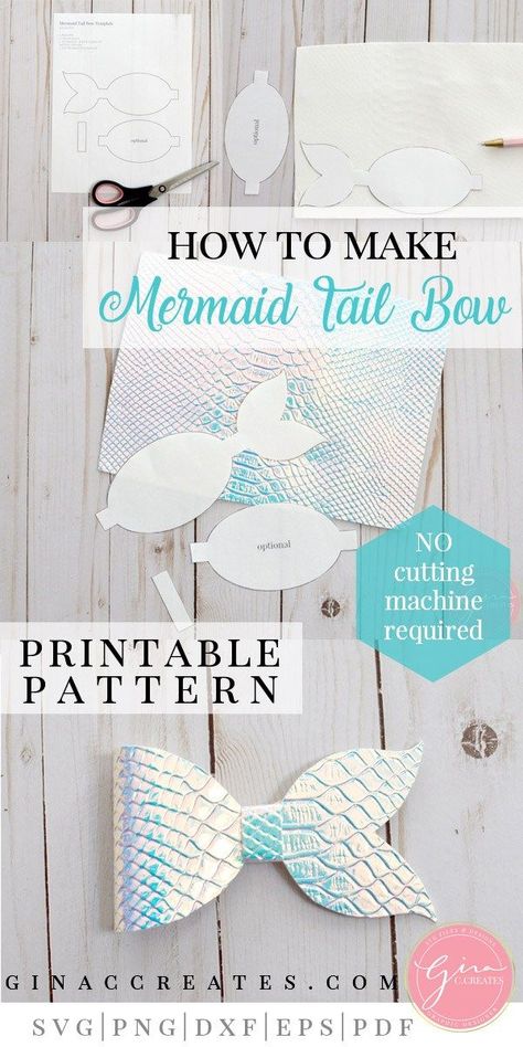 mermaid tail bow tutorial with free printable Projets Cricut, Mermaid Crafts, Hair Bow Tutorial, Bow Template, Diy Bows, Bow Tutorial, Diy Cricut, Making Hair Bows, Diy Hair Bows