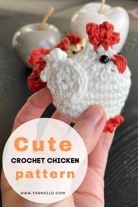 Diy Fluffies, 2023 Crochet, Chicken Crochet, Chicken Pattern, Easy Crochet Animals, Crochet Chicken, Crochet Keychain Pattern, Easter Crochet Patterns, Pola Amigurumi