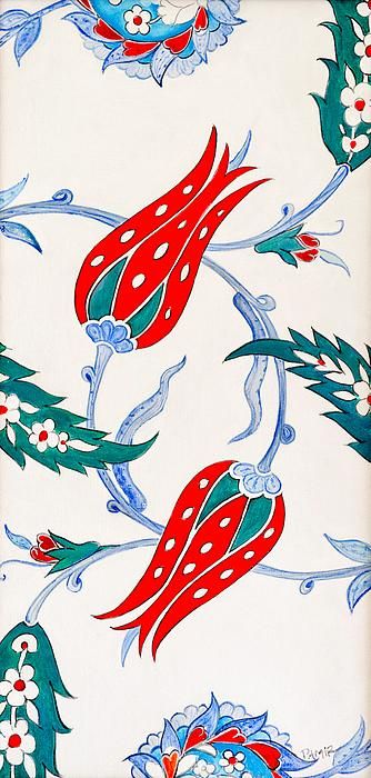 Tulips Painting, Turkish Tile, Turkish Tiles, Tulip Painting, Tulips Art, Turkish Pattern, Turkish Design, Turkish Ceramics, Turkish Art