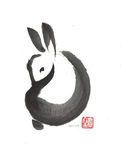 Chinese New Year 2023, the Rabbit Rabbit Ink Drawing, Rabbit Chinese Painting, Chinese Rabbit Art, Rabbit Moon Tattoo, Chinese Rabbit Tattoo, Year Of The Rabbit Tattoo, Chinese Rabbit, Hokusai Paintings, Rabbit Chinese