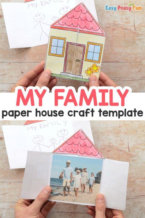 Me And My Family Craft, My Family Arts And Crafts Preschool, Family Frame Craft Preschool, Family House Craft Preschool, My Family Crafts For Preschoolers, Family Art For Preschoolers, Family Friday Activities, Families Crafts Preschool, My Family Art And Craft For Kindergarten