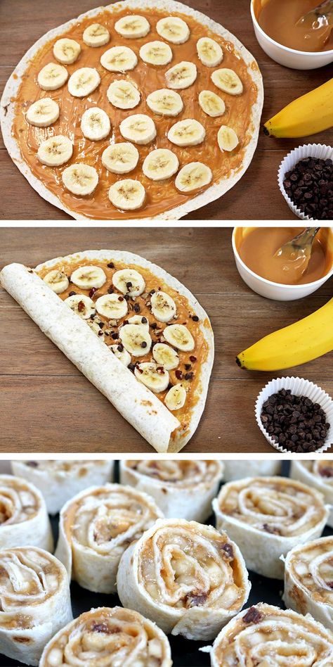 Banana Roll Ups, Banana Roll, Easy Snacks For Kids, Family Snacks, Quick Healthy Snacks, Healthy Sweet Snacks, Snacks To Make, Snack Treat, Summer Snacks
