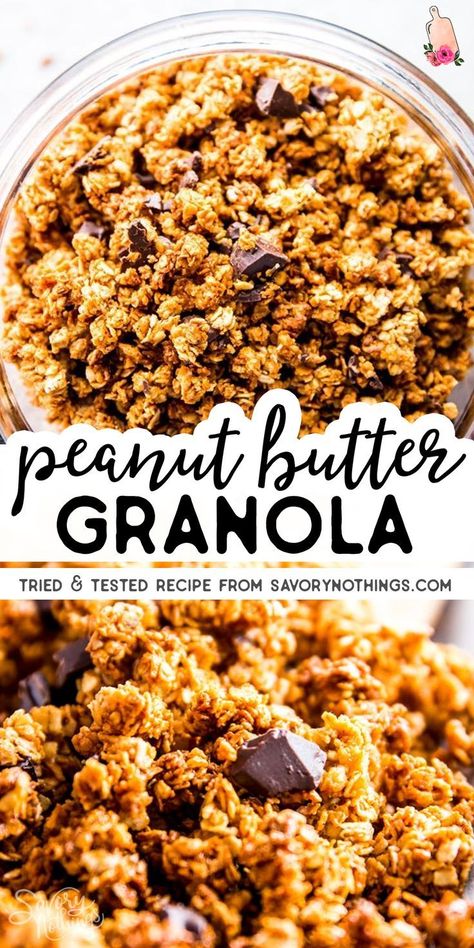 Essen, Recipes Breakfast Healthy, Peanut Butter Granola Recipe, Chocolate Chips Recipe, Fruit And Yogurt Parfait, Easy Granola Recipe, Easy And Healthy Breakfast, Breakfast Chocolate, Fruit And Yogurt