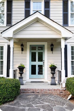 Project Curb Appeal: Portico Progress - Love the paint colors! Colonial Porch, Exterior Molding, Portico Entry, Stone Entrance, Porch Entrance, Portico Design, Remodel House, Gorgeous Homes, Porch Addition