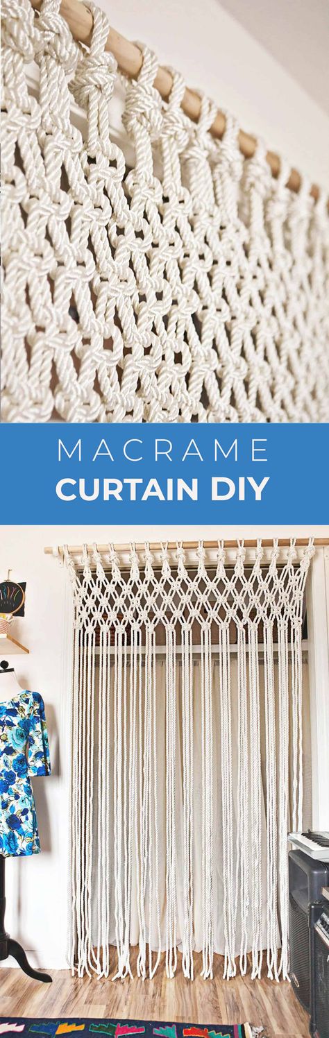 Make Your Own Macrame Curtain - A Beautiful Mess Macrame Curtain Diy, Makramee Diy, Casa Diy, Macrame Curtain, Diy Bricolage, Mason Jar Crafts Diy, Macrame Ideas, Macrame Knots, Macrame Projects