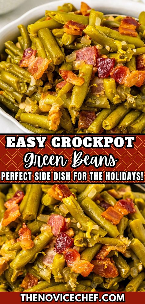 Crock Pot Green Beans, Canned Green Bean Recipes, Green Beans Easy, Beans Recipe Crockpot, Fresh Green Bean Recipes, Crockpot Green Beans, Green Bean Casserole Crock Pot, Southern Green Beans, Crockpot Side Dishes