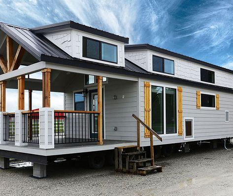 Park Model Homes | Fairfield Tiny Homes Park Model Homes Interiors, Tiny House Design Interior, Tiny Modular Homes, Trailer House, Space Saving Bathroom, Tranquil Bedroom, Park Model Homes, Addition Ideas, Barn Style House Plans