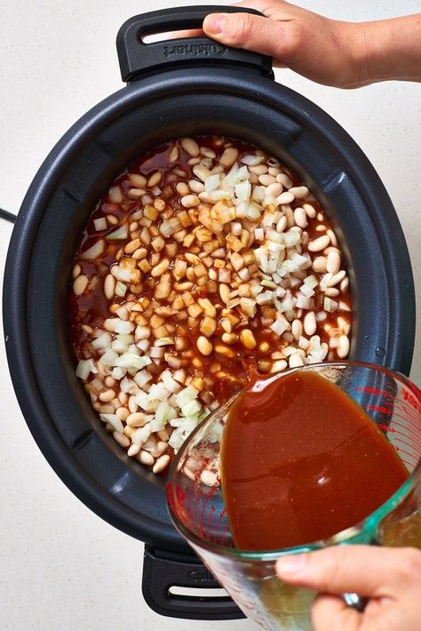 Baked Beans Recipe Easy, The Best Baked Beans, Best Baked Beans, Slow Cooker Baked Beans, Baked Beans Recipe, Slow Cooker Baking, Baked Bean Recipes, Dry Beans, Beans Recipe