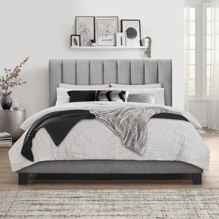 Grey Platform Bed, Tufted Upholstered Bed, Bed Support, Hillsdale Furniture, Queen Platform Bed, Velvet Bed, Bed Reviews, Grey Bedding, Upholstered Platform Bed