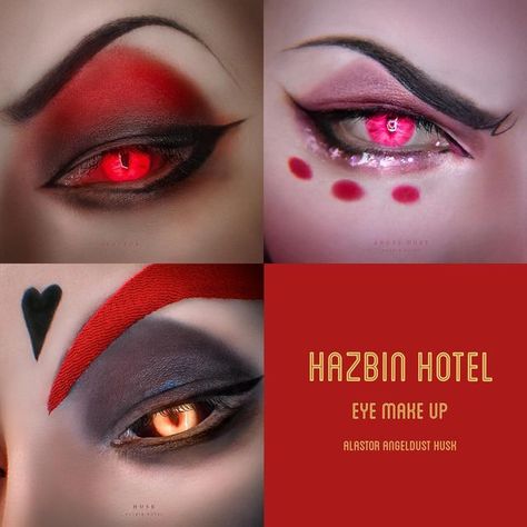 Makeup Cosplay Ideas, Alastor Makeup, Hazbin Hotel Makeup, Husk Alastor, Cosplay Makeup Ideas, Alastor Cosplay, Goth Eye Makeup, Anime Eye Makeup, Anime Cosplay Makeup