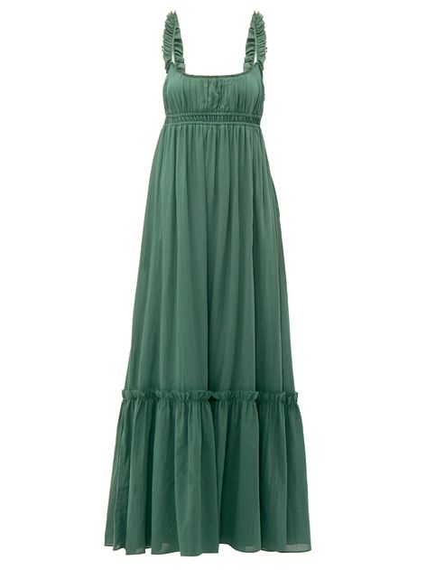 Sonnet empire-waist cotton maxi dress | Loup Charmant | MATCHESFASHION UK Empire Silhouette Dress, Casual Maxi Dresses, Empire Dresses, Maxi Dresses Summer Casual, Empire Silhouette, Green Maxi Dress, Silhouette Dress, Empire Waist Maxi Dress, Maxi Dresses For Women