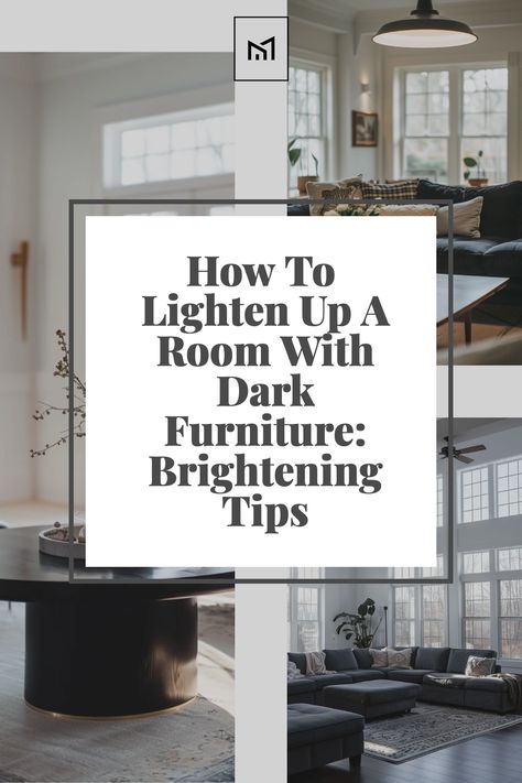 Learn how to lighten up a room that features dark furniture with effective brightening tips. This guide covers the use of lighter-colored accents and area rugs, strategic placement of mirrors to reflect natural light, and the choice of soft, warm lighting fixtures. Discover how adding vibrant throw pillows, sheer curtains, and light wall colors can transform a space into a brighter, more inviting area. How To Lighten A Room With Dark Wood, Dark Furniture Light Walls Living Room, Brighten Up Dark Living Room, How To Lighten Up Dark Furniture, Light Floor Dark Furniture, Decorating With Dark Furniture, How To Lighten Up A Dark Living Room, How To Brighten A Dark Room, How To Brighten A Dark Living Room