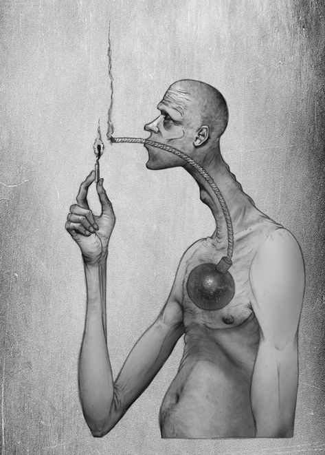 The dangers of smoking portrait so accurately. Satirical Illustrations, Pictures With Deep Meaning, Art With Meaning, Meaningful Pictures, Meaningful Drawings, Deep Art, Meaningful Art, Gcse Art, Deep Meaning