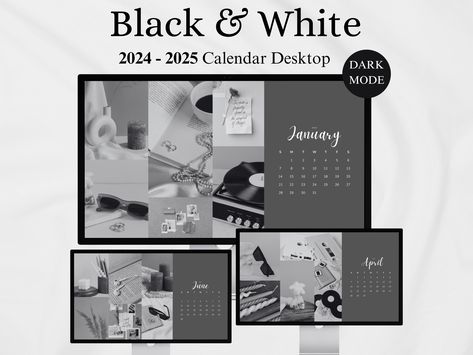 Dive into the chic simplicity of the 2024 and 2025 Monochrome Aesthetic Desktop Calendar Wallpaper. Perfect for monochrome lovers, each month showcases a captivating photo collage in timeless shades of black and white, creating an effortlessly elegant desktop experience throughout the year. *Compatible for Laptop, Desktop, Mac! 🌷HOW IT WORKS After your purchase: * Check your email for you Etsy Order * Click the link to access the file (this will direct you to Google Drive) * Download the ZIP files * Unzip the files * Save! 🌷WHAT'S INCLUDED? 2 ZIP files that contains 2024 and 2025 Monochrome Aesthetic Desktop Calendar Wallpaper with 2 different screen dimensions: -16:9 (1920 x 1080 px) -16:10 (2560 x 1600 px) To get the 2024 and 2025 Beige Aesthetic Desktop Calendar Wallpaper with the sam Macbook, Dark Mode Wallpaper, Monochrome Aesthetic, Wallpaper Macbook, Aesthetic Desktop, Dark Mode, Desktop Organizer, Laptop Desktop, Desktop Wallpaper