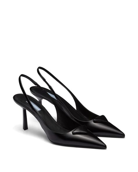 Ysl Shoes, Shoe Wishlist, Prada Logo, Heels Women, Pointed Heels, Boot Pumps, Triangle Logo, Pointed Toe Heels, Prada Shoes