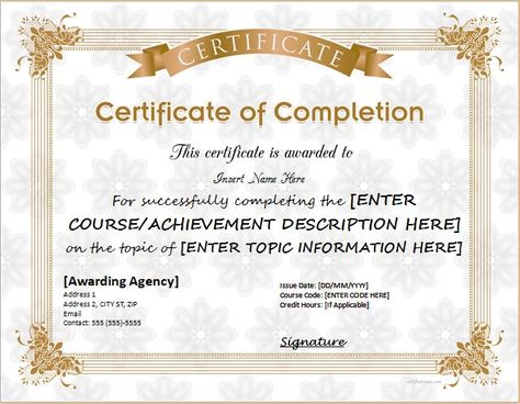 Certificates of Completion Templates for MS WORD | Professional Certificate Templates Ms Word Certificate Template, Computer Certificate, Vishu Greetings, Kindergarten Diploma, Certificate Model, Graduation Certificate Template, Completion Certificate, Student Certificates, Blank Certificate Template