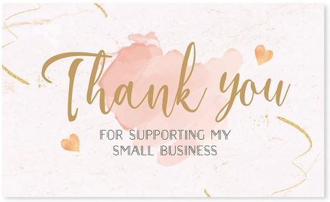 120 Thank You For Supporting My Small Business Cards (3.5 x 2 Inches), Blush Pink and Gold Theme Custom Thank You Cards for Online, Retail Store, Handmade Goods, Customer Package Inserts (Pattern 1) Description Show your appreciation to your customers with this stylish affordable small thank you cards. The perfect petite size to include with any order. Great for home based business, MLM businesses, craft fairs, vendor shows and so much more!High Quality Cardstock and Vibrant PrintingMatte stock Support Small Business Quotes, Business Thank You Notes, Thanks Note, Supporting Small Business, Small Business Quotes, Life Choices Quotes, Business Printables, Small Business Cards, Thank You Card Design