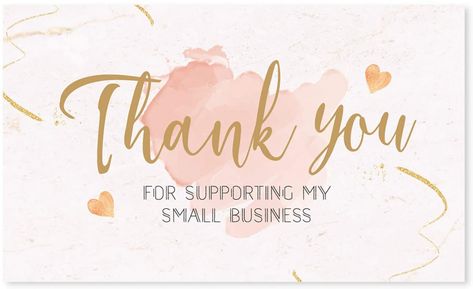 120 Thank You For Supporting My Small Business Cards (3.5 x 2 Inches), Blush Pink and Gold Theme Custom Thank You Cards for Online, Retail Store, Handmade Goods, Customer Package Inserts (Pattern 1) Description Show your appreciation to your customers with this stylish affordable small thank you cards. The perfect petite size to include with any order. Great for home based business, MLM businesses, craft fairs, vendor shows and so much more!High Quality Cardstock and Vibrant PrintingMatte stock Support Small Business Quotes, Thank U Cards, Business Cards Template, Supporting Small Business, Small Business Quotes, Business Printables, Cute Thank You Cards, Business Labels, Writing Thank You Cards