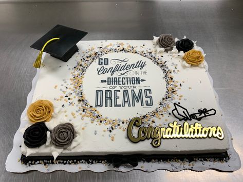 Grad Party Sheet Cake Ideas, Square Graduation Cake Ideas, Grad Sheet Cake Ideas, Graduation Cakes Rectangle, Graduation Cake Ideas Sheet Cakes, Graduation Cake Rectangle, Graduation Cake Designs Sheet Cake, Grad Party Cakes High School, Sheet Cake Graduation Cakes