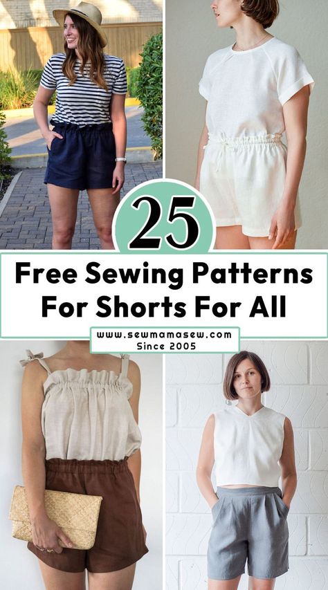 Cute Shorts Sewing Pattern, Tela, Ladies Shorts Sewing Pattern Free, Tops Patterns Sewing Free, Shorts Pattern Sewing Free, Shorts Sewing Pattern Free Womens, Free Linen Shorts Pattern, Free Womens Shorts Sewing Patterns, How To Draw Patterns Clothes