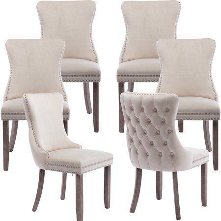 Upgrade your dining room with our stylish and comfortable dining chairs! Our dining chair set comes in various sizes, including sets of 2, 4, and 6.The beautiful color adds a modern touch to your dining room decor, and the velvet material provides both style and comfort. The chairs are also stain-resistant, making them easy to clean and maintain. Our dining chairs feature an ergonomic design with a high backrest, thickened seat cushion, and soft velvet fabric to ensure maximum comfort during mea Beige Dining Chairs, Dining Chairs Fabric, Basket Decor Ideas, Beige Dining Chair, Dinning Room Chairs, Linen Dining Chairs, Dream Dining Room, Dining Room Chairs Upholstered, Classy Kitchen