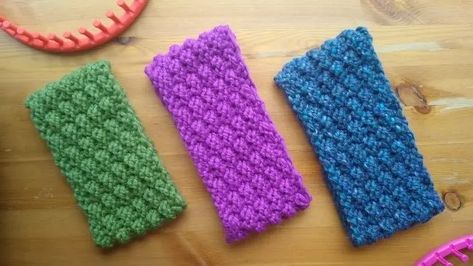 Loom Headband Pattern, Loom Scrubbies, Loom Knitting Headband, Stockinette Stitch Scarf, Loom Knit Headband, Free Scarf Knitting Patterns, Earwarmer Knitting Patterns, Loom Knitting Blanket, Hat Loom