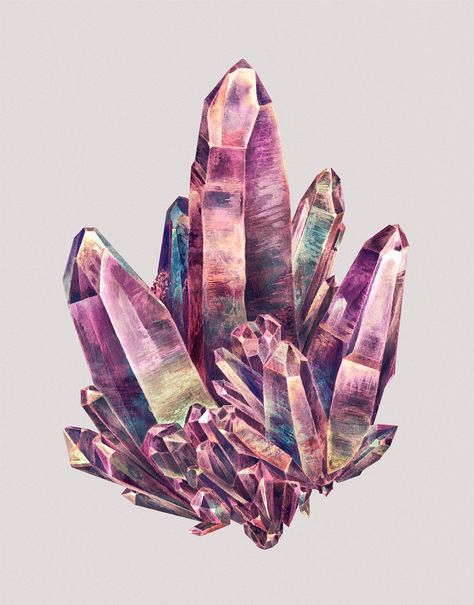 Karina Eibatova • Art And Illustration, Drawing Tutorials, Crystal Illustration, Minerals Art, Crystal Drawing, Art Et Illustration, 판타지 아트, Crystal Art, Illustration Inspiration