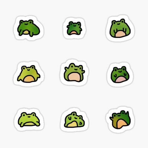 Cute Frog Doodles, Frog Cute Art, Frogs Doodle, Frog Doodles, Stiker Idea, Frog Doodle, Cute Green Frog, Doodle Sticker, Happy Doodles