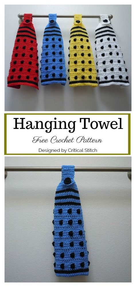 Doctor Who Dalek Hanging Towel Free Crochet Pattern Amigurumi Patterns, Tardis Crochet Pattern, Doctor Who Crafts Diy, Crochet Tardis, Doctor Who Knitting, Easter Egg Patterns, Geeky Crochet Patterns, Doctor Who Crochet, Doctor Who Crafts