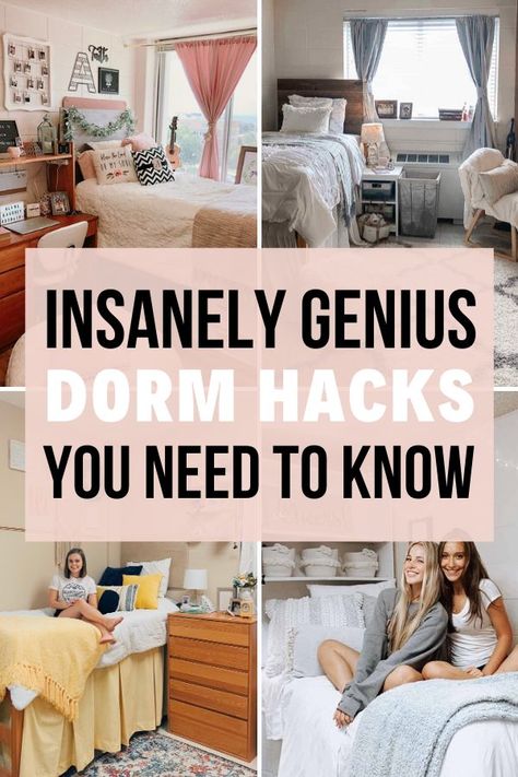 Dorm Room Setup, College Dorm Room Organization, Dorm Room Checklist, College Dorm Room Inspiration, Small Dorm Room, Dorm Hacks, Small Dorm, Dorm Room Styles, Freshman Dorm