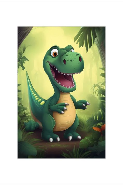 Ignite your child's imagination with this cute cartoon baby T-Rex dinosaur poster. Perfect for kids' bedrooms, this delightful artwork adds a playful touch to their space. Let your little one embark on a prehistoric adventure with this charming dinosaur wall art. #DinosaurPoster #KidsBedroomDecor #BabyTRex #PlayfulArtwork Dinosaurs Aesthetic, Cute Cartoon Dinosaur, Bedroom Cute, Dinosaur Poster, Cute Dinosaurs, Dinosaur Posters, Dinosaur Wall Art, Cartoon Baby, T Rex Dinosaur