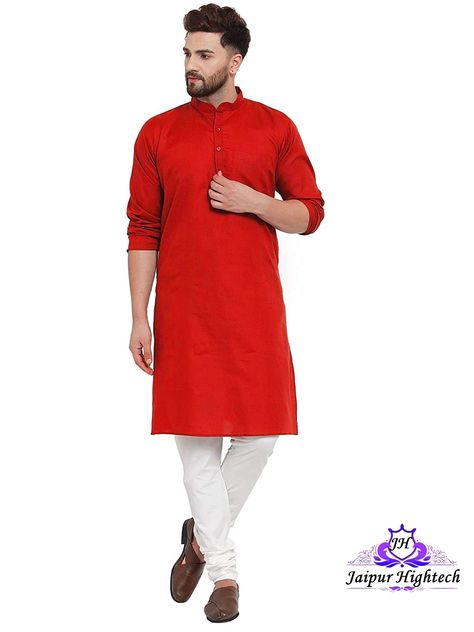 Mens Ethnic Wear, Red Kurta, Kurta Cotton, Men's Kurta, Kurta Men, Indian Kurta, Harem Pant, Kurta Dress, Ethnic Looks