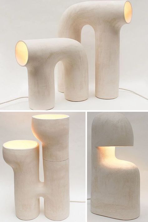 Artistic Product Design, Abstract Table Lamp, Neutral Natural Home Decor, Modern Ceramic Lamp, Handbuilt Ceramic Lamp, Ceramic Pendant Lamp, Ceramic Light Sculpture, Standing Lamp Design, 3d Print Lighting