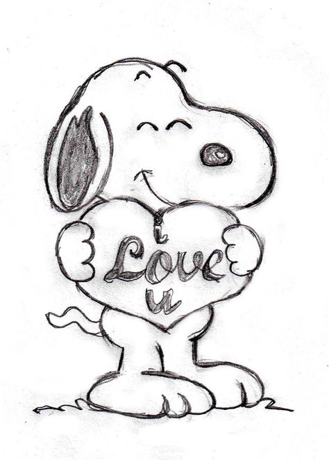🥰😍 Snoopy Drawing, Snoopy Tattoo, Valentines Day Drawing, Disney Drawings Sketches, Easy Love Drawings, Chicano Drawings, 강아지 그림, Snoopy Pictures, Disney Art Drawings