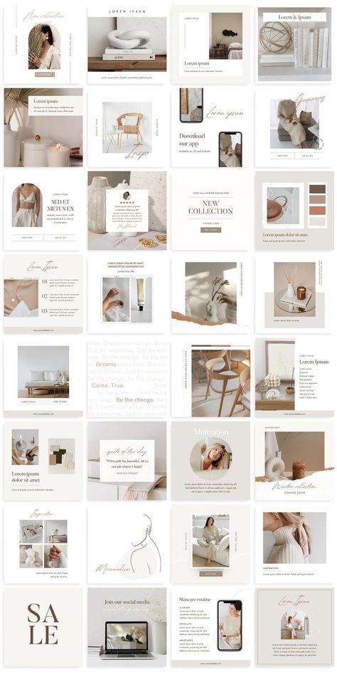 Interior Design Social Media Posts, White Aesthetic Instagram, Interior Design Social Media, Aesthetic Instagram Posts, Instagram Profile Template, Design Social Media Posts, Aesthetic Social Media, Social Media Campaign Design, Interior Design Template