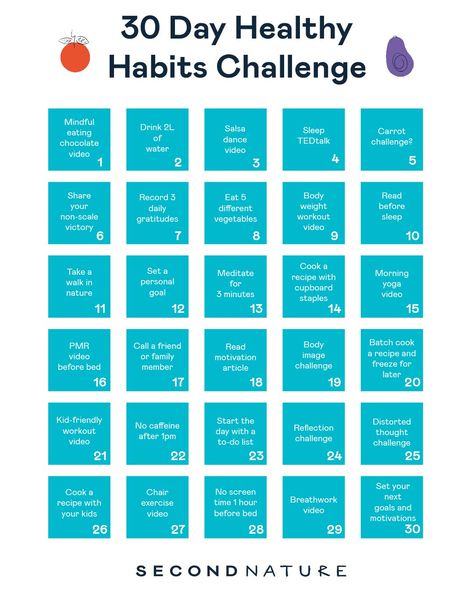 There are plenty of 30-day fitness challenges in the media. Here at Second Nature, we know that exercise is just one of the many factors that can impact your health. So, we created a 30-day health challenge, that will help you keep in check with healthy habits. 30 Days Wellness Challenge, Good Habits Challenge, Health Challenge Ideas, Wellness Challenge Ideas, Habits Challenge, Nature Challenge, Healthy Habits Challenge, 30 Day Fitness Challenge, Habit Challenge