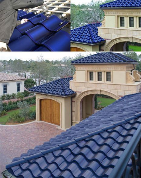 No more big boxes on your roof. Go green Mediterranean-style. Solé Power Tiles allow homeowners to make eco-friendly choices without sacrificing style. Created by SRS Energy, these tiles feature flexible solar panels. | Tiny Homes Solar Tiles, Solar Shingles, Solar Panels Roof, Solar Roof Tiles, Casa Exterior, Solar Roof, Spanish Design, Spanish Tile, Roof Tiles