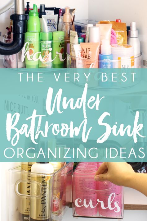 HOW TO ORGANIZE UNDER THE BATHROOM SINK - These clever under bathroom sink organization ideas will help you finally organize the bathroom cabinet under sink! #bathroomorganization #bathroomorganizer #organizationideas #organizeundersink #undersinkorganization Organisation, Bathroom Cabinet Under Sink, Bathroom Sink Organization Ideas, Organize Under Bathroom Sink, Cabinet Under Sink, Under Bathroom Sink Organization, Under Bathroom Sinks, Under Bathroom Sink, Bathroom Sink Organization