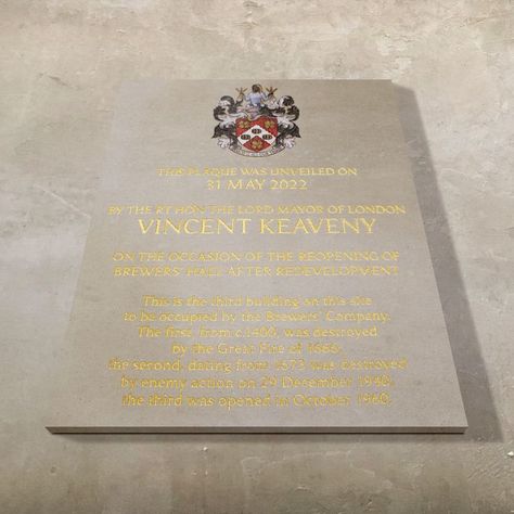 This beautifully crafted commemorative plaque has been deeply engraved and finished with 23.5ct gold leaf for a striking finish ✨ The logo has been hand painted by our talented artisan painter, perfectly capturing all of the finer details 😍 Commemorative Plaque, Plaque Design, Stone Sign, House Plaques, 29 December, The Great Fire, Business Signage, Sign Company, Bespoke Design
