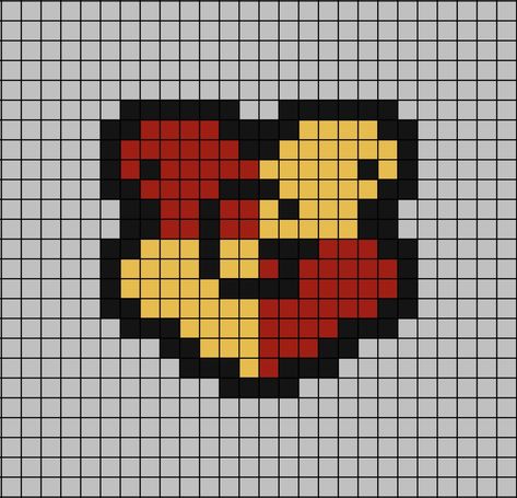 A pixel art template of the Gryffindor house crest, from Hogwarts School of the Harry Potter franchise.

This can also be taken as a logo. Though it isn't accurate enough to actually be the house crest, as it's a simple miniature version. Pixel Art Easy Harry Potter, Easy Pixel Art Harry Potter, Pixel Drawing Harry Potter, Pixel Art Pattern Harry Potter, Harry Potter Pixel Art Pattern, Dibujos Harry Potter, Harry Potter Dibujos, Harry Potter Pixel Art, Pixel Art Harry Potter