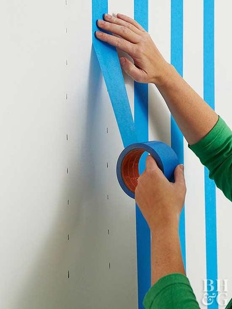 Thick Stripe Accent Wall, Stripes Painted On Walls, Painting Vertical Stripes On Walls, Wall Painting Tape Designs, Wall Tape Designs Paint, Stripe Painted Walls, Wall Lines Paint Stripes, How To Paint Stripes On A Wall, Paint Designs On Wall Pattern