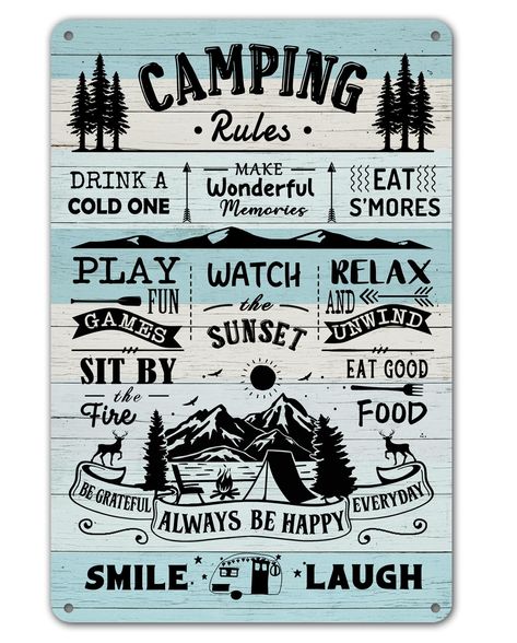 PRICES MAY VARY. 🎁 GIFT IDEA: Amazing gifts to your friends or yourself - rv decorations for outside camper SIZE & MATERIAL: Measures 8" x 12" and is constructed of durable Aluminum, can be bent slightly and not to deform, with four smooth round corners for eliminating the hazard. QUALITY PRINTING: Bright colors, durable and does not fade. Weather-resist. Long time displayed whether inside or outside. EASY TO MOUNT: Pre-drilled 4 mounting holes in the rounded corners for easy hanging with jute Rv Sayings, Decor For Camper, Camp Sayings, Diy Campfire, Campfire Craft, Camping Rules, Bucket Light, Trippy Drawings, Camping Quotes