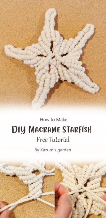 DIY Macrame Starfish - Free Tutorial Ideas - Carolinamontoni.com Sea Turtle Macrame Wall Hanging Tutorial, Macrame Seahorse Tutorial, Starfish Macrame, Macrame Starfish, Macrame Stars, Sewing Patterns Plushies, Nautical Macrame, Macrame Seashell, Sweater Knitting Patterns Free